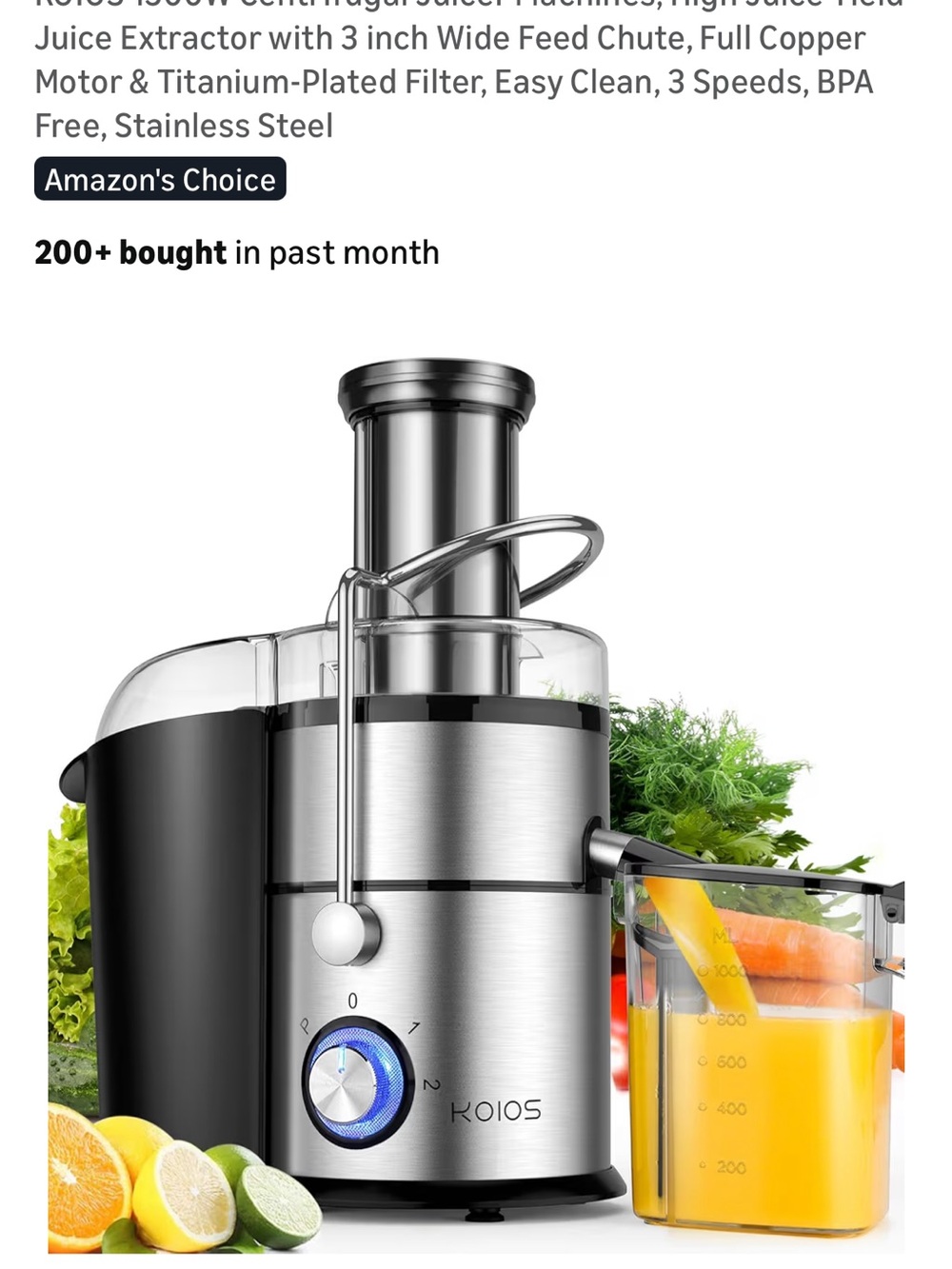 KOIO Silver Centrifugal Juicer Box Artwork - Silver